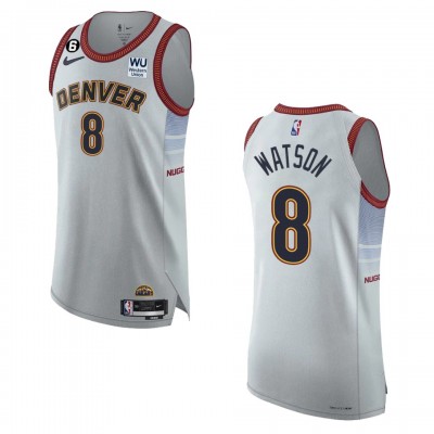 Denver Nuggets #8 Peyton Watson Nike Silver 2022-23 Authentic Jersey - City Edition Men's